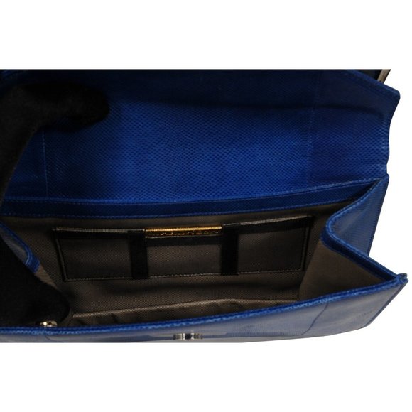 Marchesa Valentina Crystal Shoulder Bag Blue Snakeskin Leather  Python Silver - Picture 14 of 16